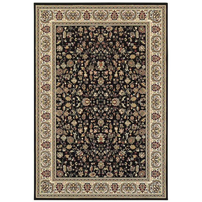 Style Haven Phillip Floral Traditions Area Rug - 5'3" x 7'6" - Black/Cream - Runner/Rectangle