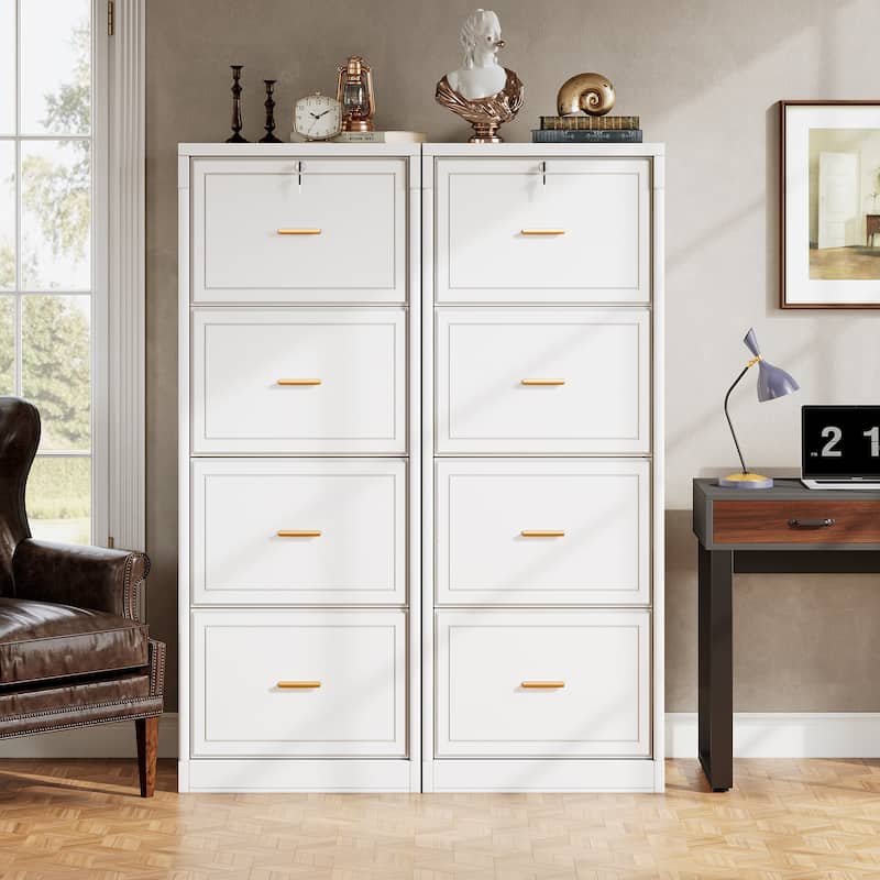 Vertical 4 Drawer File Cabinet with Lock and Key for Home Office