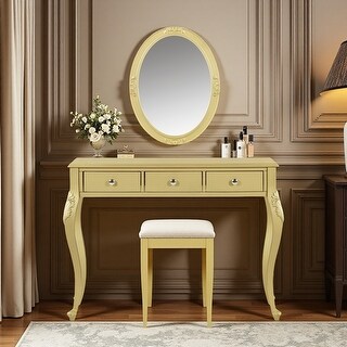 41" Makeup Vanity with Oval Mirror & Jewelry Storage - Bed Bath ...