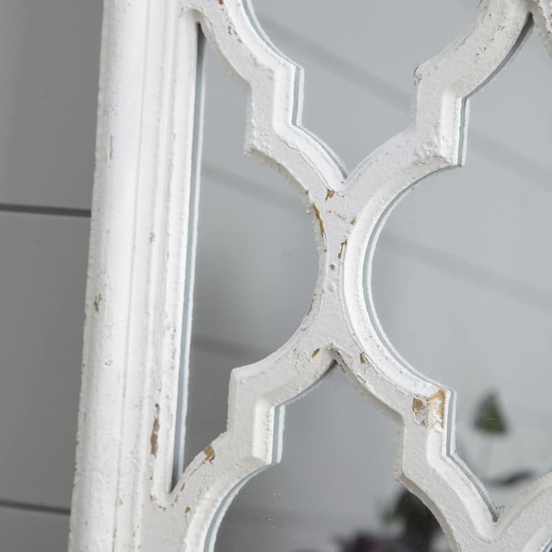 Farmhouse Distressed White Window Floor Mirror - 24" x 60"