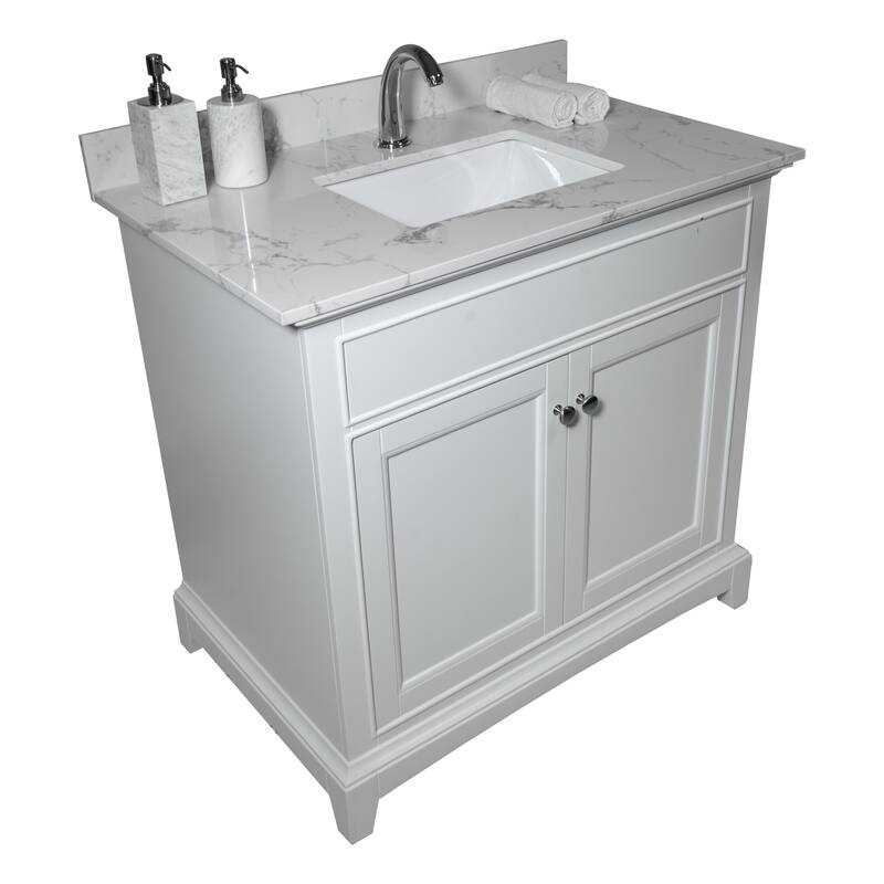 31 inch bathroom engineered stone vanity top,undermount ceramic sink and single faucet hole with backsplash