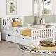 preview thumbnail 1 of 7, Twin Size Wood Platform Bed with Guardrails on Both Sides and Two Storage Drawers, White White