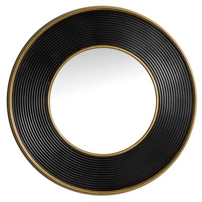 Metal Wall Mirror with Fluted Frame - Black - CosmoLiving by Cosmopolitan - 2"W x 35"L x 35"H