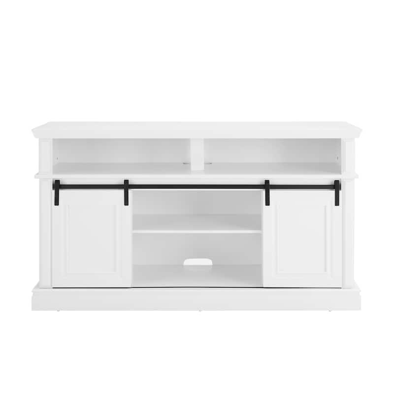 Classic Antique White TV Stand with 2 Separate Storage and 3 Storage Shelf for Farmhouse and Living Room Bedroom