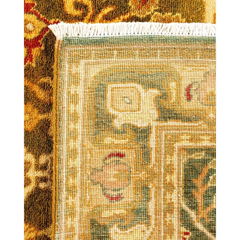 Overton Hand Knotted Wool Vintage Inspired Traditional Ottoman Gold Area Rug - 4' 1" x 6' 2"