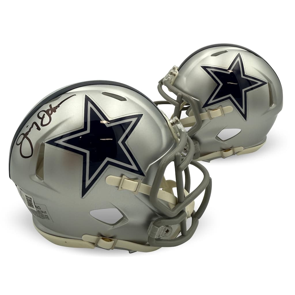 Jimmy Johnson Autographed Dallas Cowboys Signed Football Mini Helmet Beckett COA - 8' x 11'