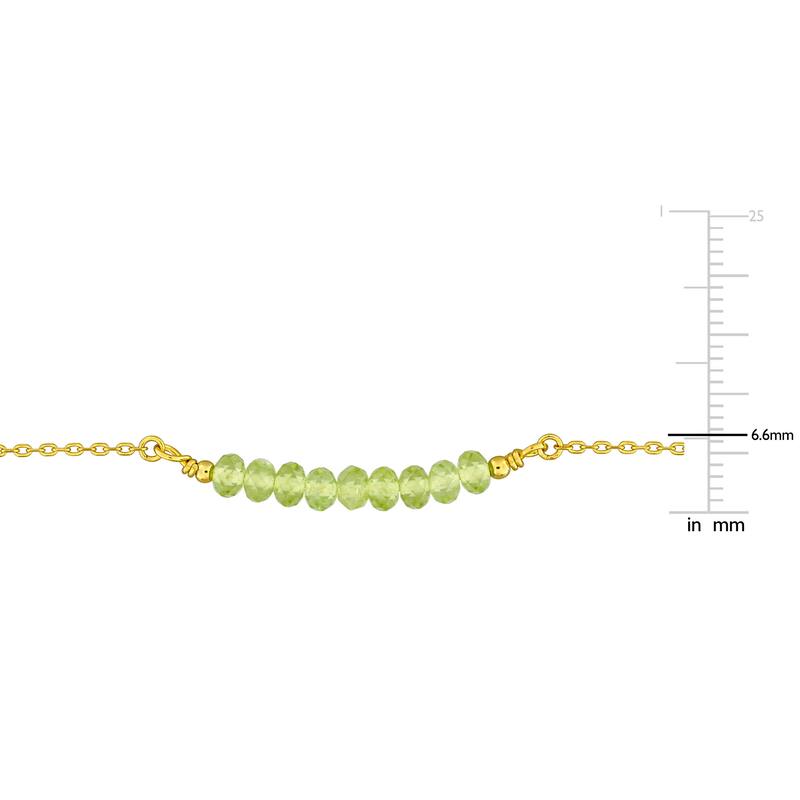 Miadora 0.68ct TGW 4mm Peridot Bead Necklace with Rolo Chain in Yellow Sterling Silver