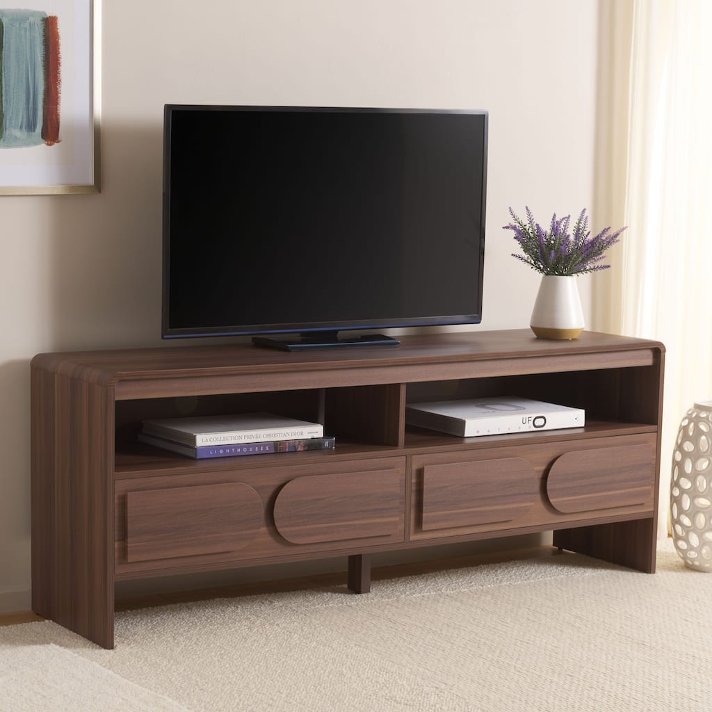 SAFAVIEH Arsenio 2-Drawer 2-Shelf Entertainment Media Stand for TVs up to 65" - 61"W x 16"D x 24"H