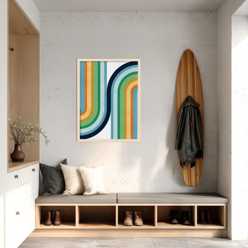 Amanti Art Framed Fabric Pinboard Colorful curved lines 2 by Vitor Costa Printed Bulletin Board