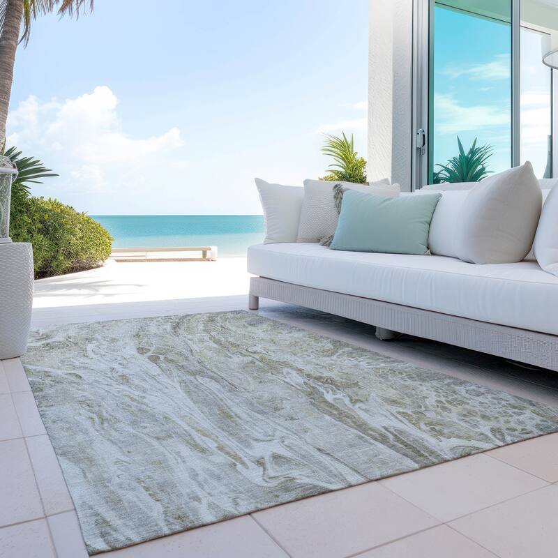 Machine Washable Indoor/ Outdoor Chantille Abstract Modern Rug