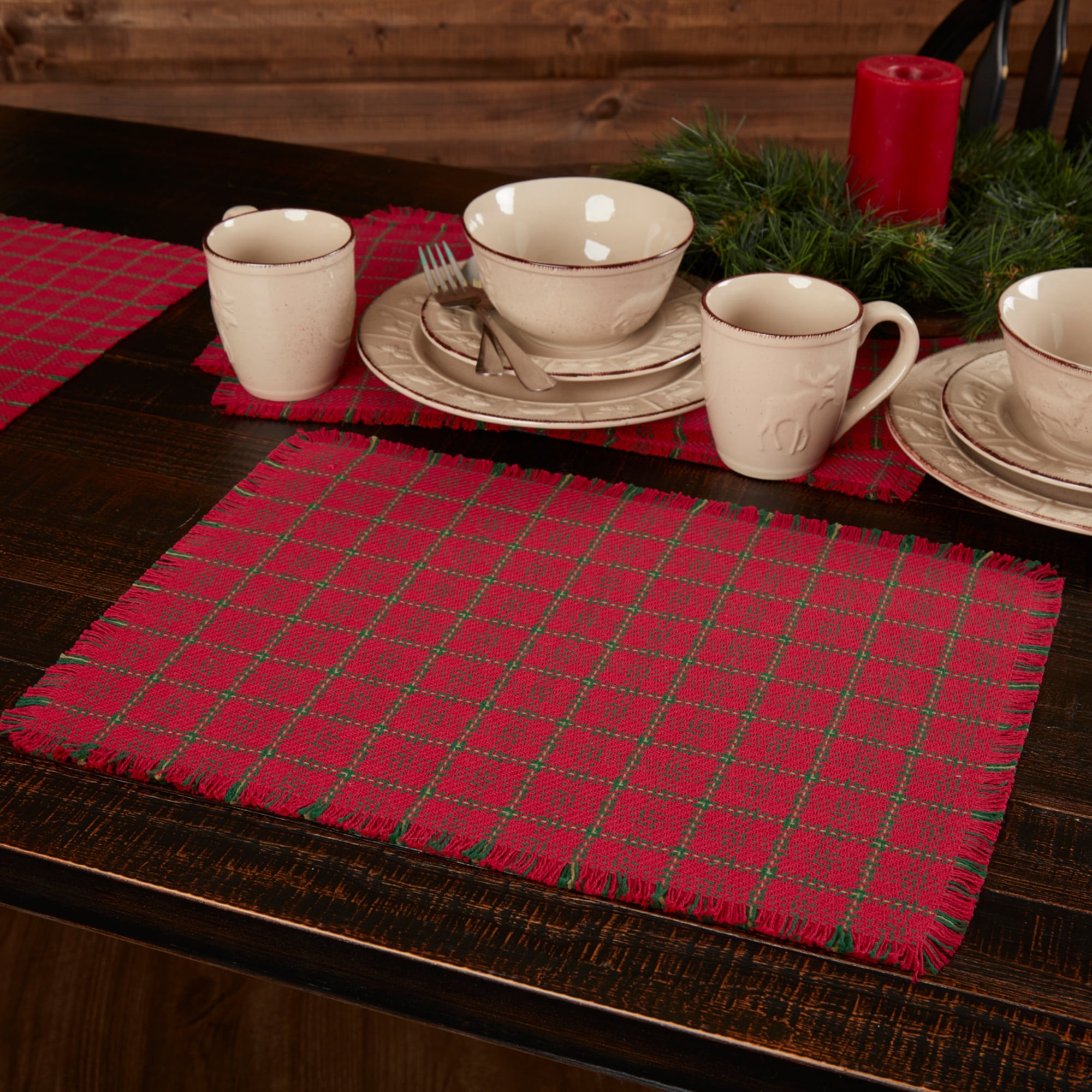 Jasper Woven Placemat Set of 6 12x18 - Placemat 12x18 Classic Christmas ...