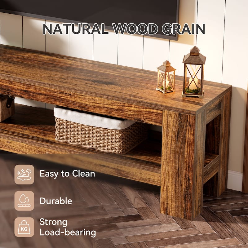 59" TV Stand for 55/60/65/75-Inch TVs, Rustic Media TV Console - n/a