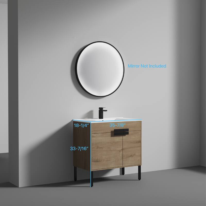 Blossom Bari 36 Inch Freestanding Wood Bathroom Vanity Cabinet w/ Sink