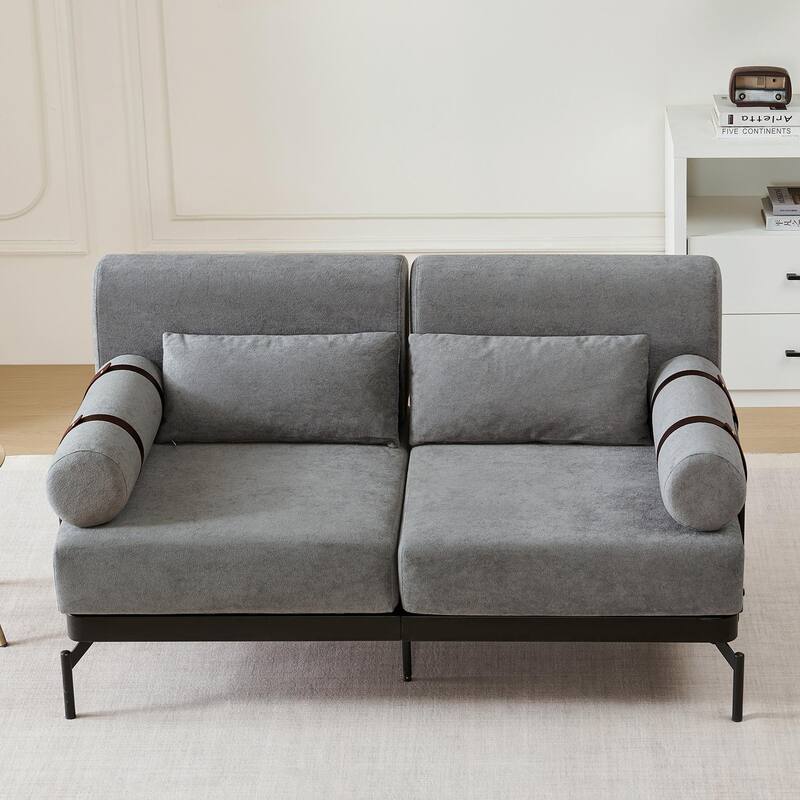 Modern Loveseat Sofa 59" Sofa Couch 2-Seater with Flexible USB Ports and Unique Cylindrical Armrests