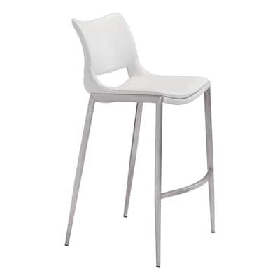Ace Barstool White & Silver
