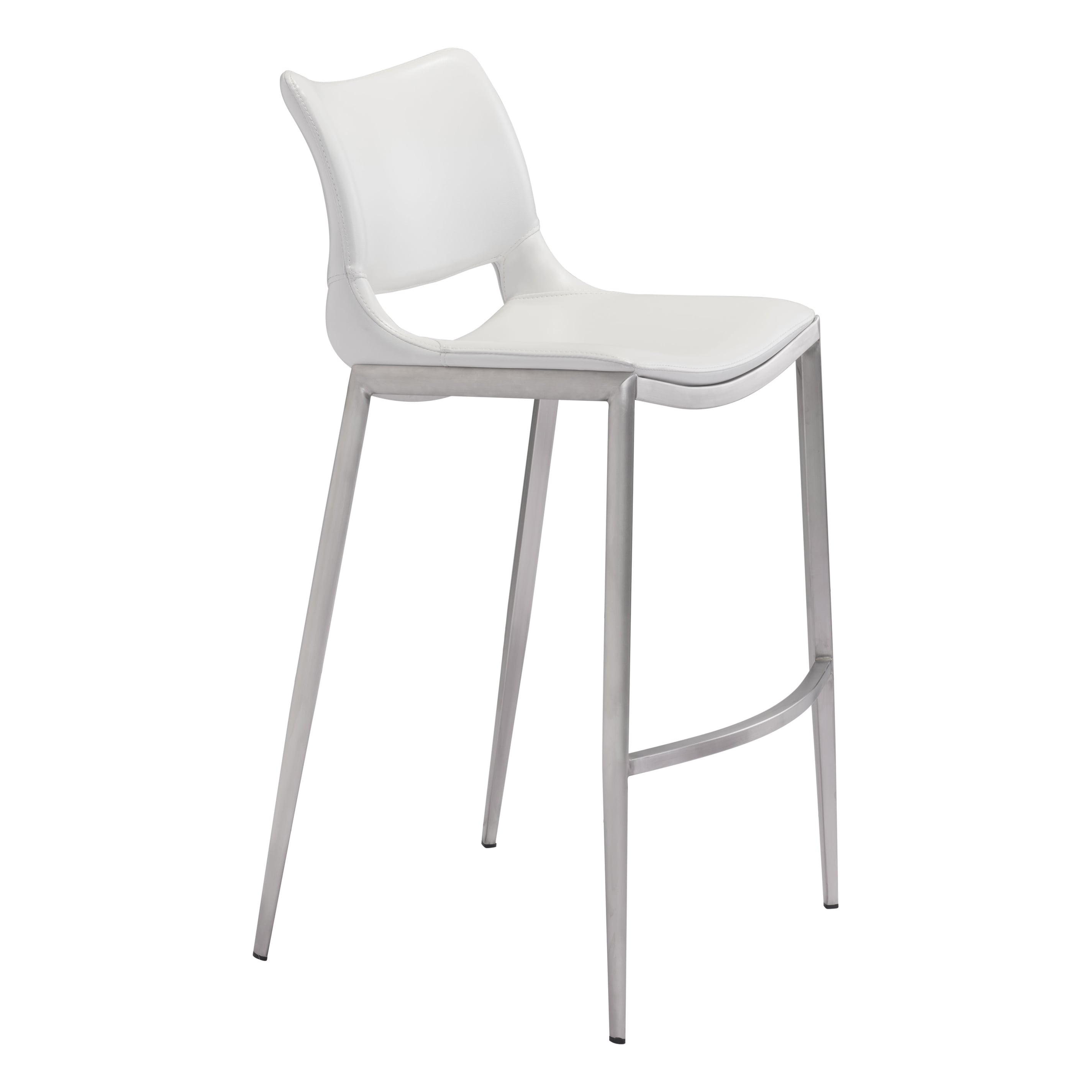 Ace Barstool White & Silver