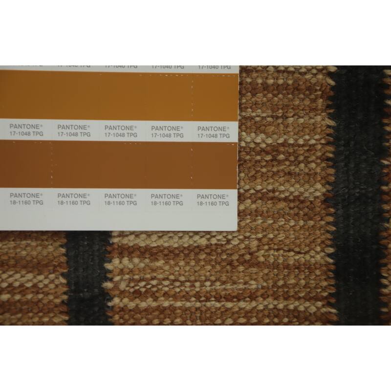 Hand Woven Oriental 100% Wool Carpet Southwestern Modern Brown Kilim Area Rug - 5' 11'' X 4' 4''