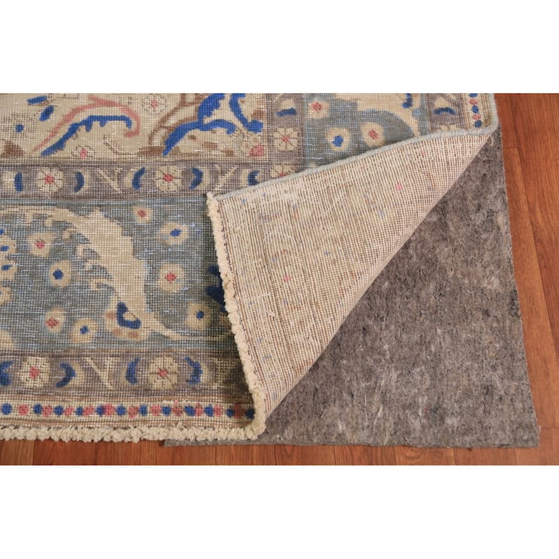 Medallion Tabriz Persian Area Rug Hand-Knotted Light Blue Wool Carpet - 8'5"x 11'2"