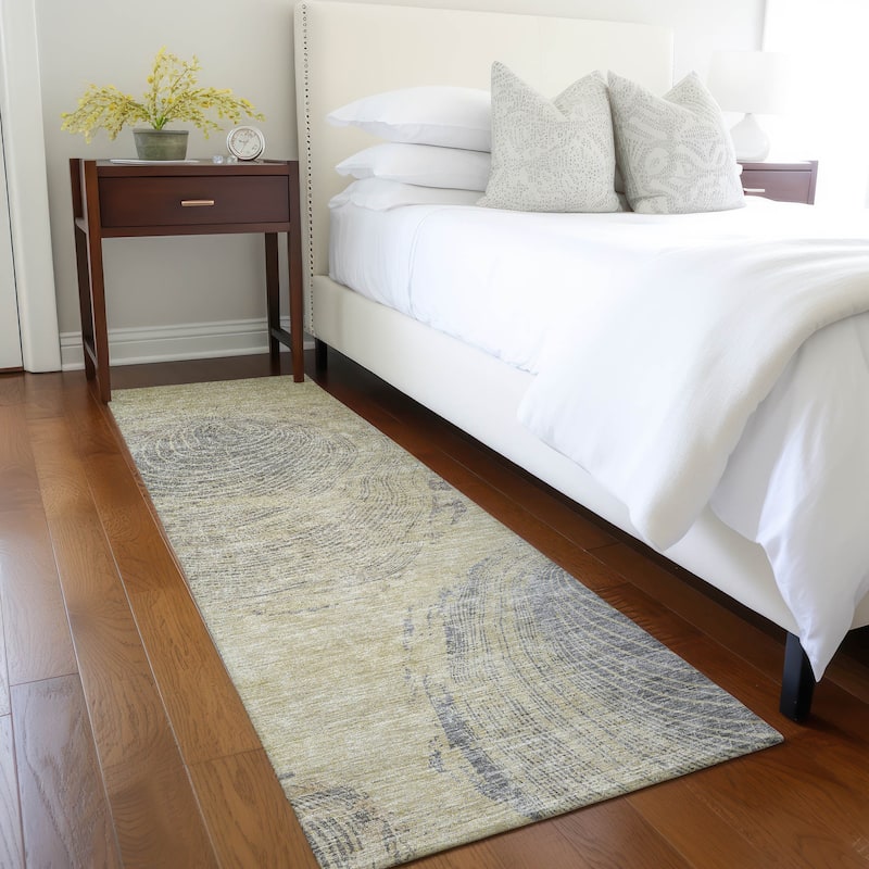 Machine Washable Indoor/ Outdoor Chantille Modern Tree Rug - Beige - 2'3" x 7'6"