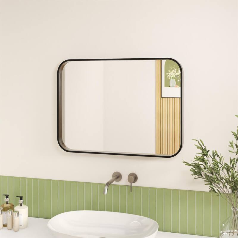 Organnice Rectangular Aluminum Frame Vanity Bathroom Mirror with Clear Glass