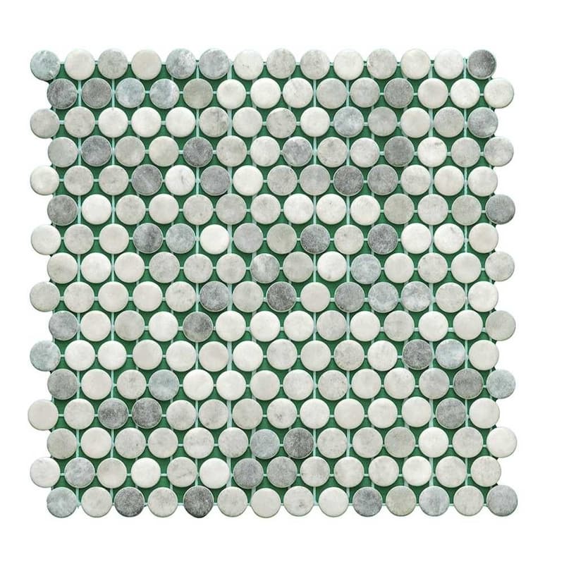 The Tile Life Eterna Penny 12x12 Round Glass Mosaic Floor, Wall & Backsplash Tile