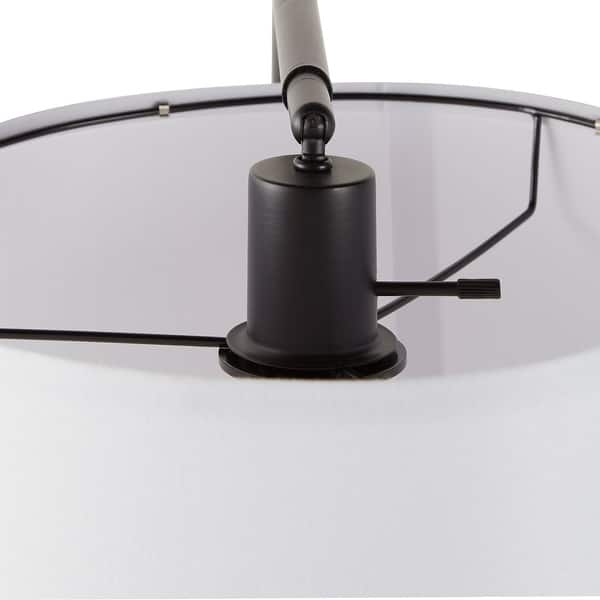 Black Metal and Wood Table Floor Lamp Combo with Shade with LED Bulb