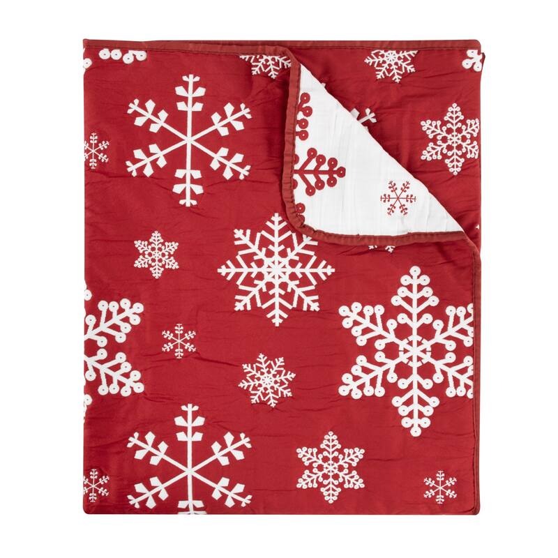 Novelty Holiday Matelasse Style Reversible Throw Blanket - Snowflakes