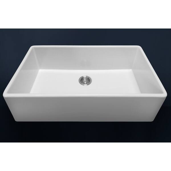 Shop Luxury 36 Inch Modern Fireclay Farmhouse Kitchen Sink Single Bowl White Flat Front Includes Drain Grid By Fossil Blu Overstock 31885060