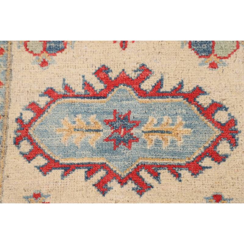 Geometric Kazak Oriental Runner Rug Handmade Wool Carpet - 2'3" x 6'0"