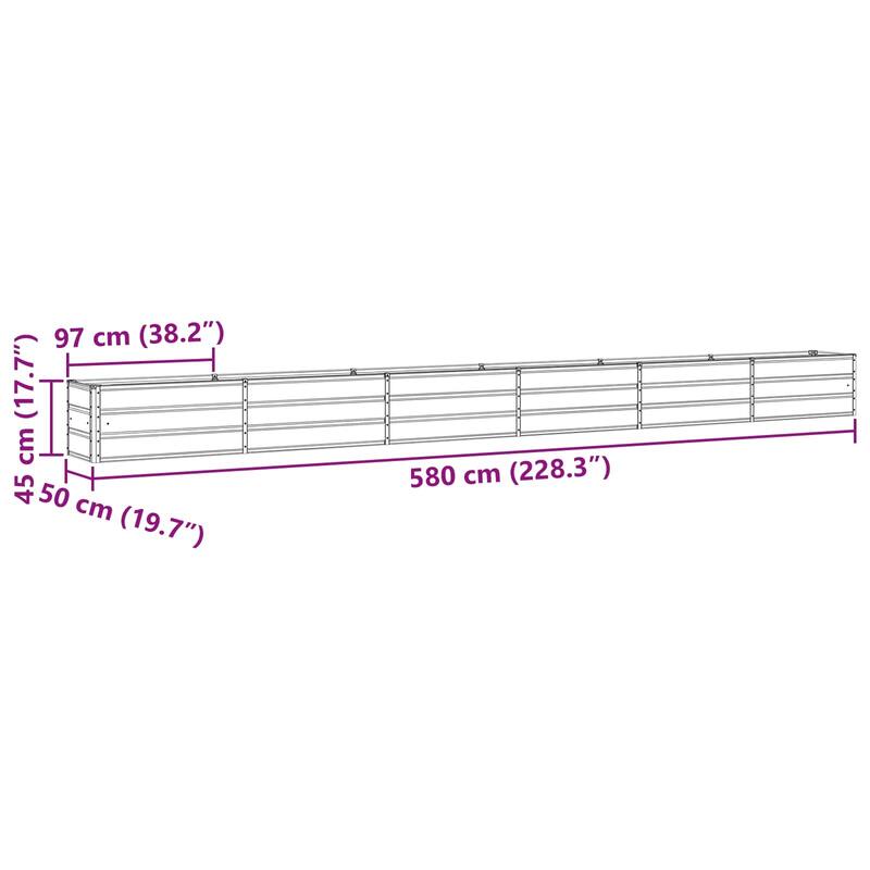 vidaXL Planter in Galvanised Steel - 39.37 x 19.69 x 17.72