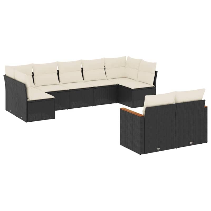vidaXL Patio Sofa Set with Cushions Outdoor Conversation Furniture Poly Rattan