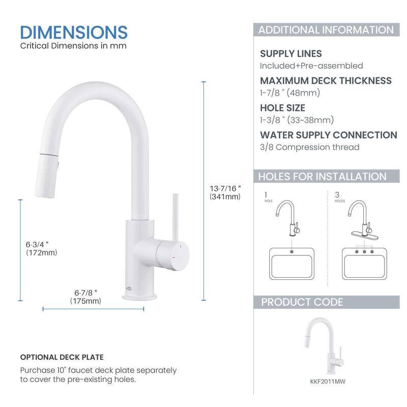 Single-Hole Pull-Down Kitchen Faucet with Sprayer and Magnetic Docking