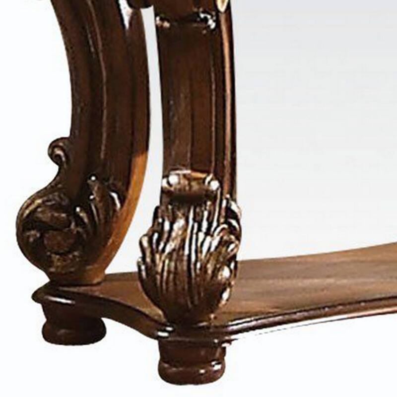 Royal Designed Wooden Side Table with Intricately Carved Body, Brown