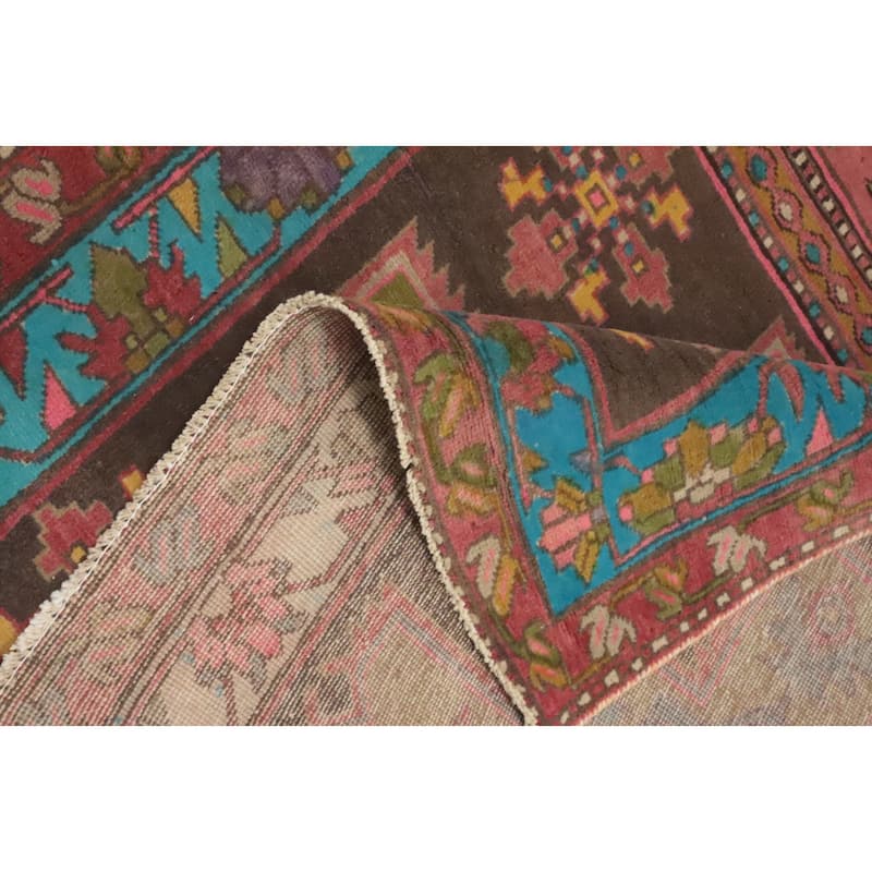 Hand Knotted Oriental 100% Wool Carpet Traditional Tribal Brown Ardebil Runner Rug - 9' 8'' X 3' 6''