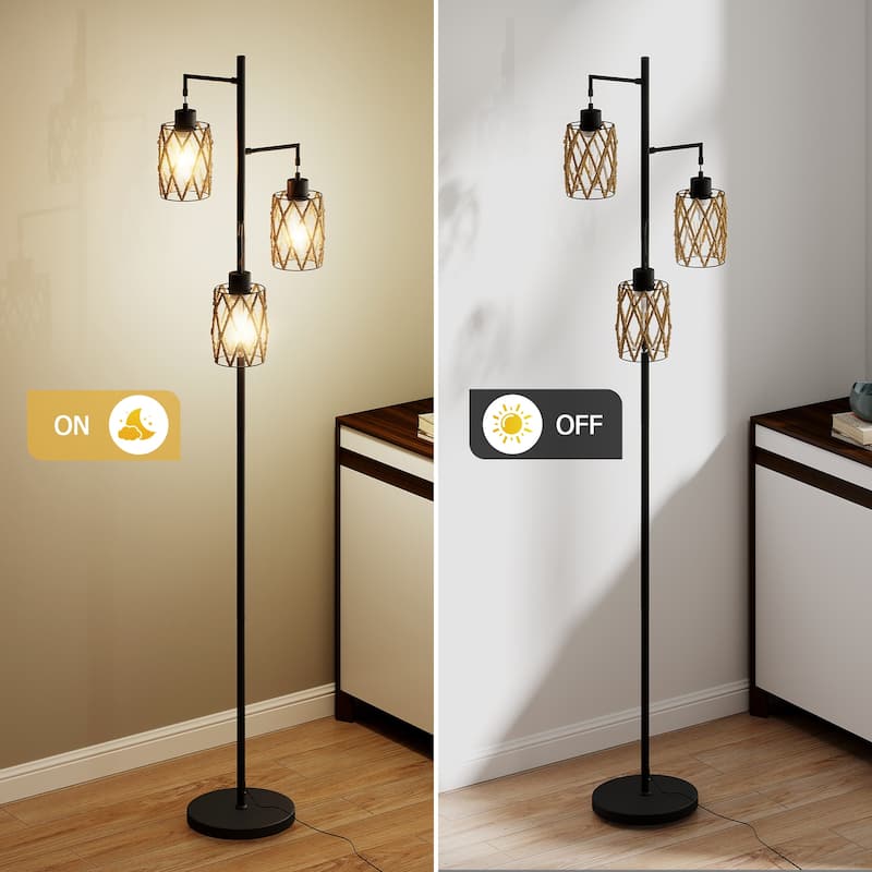67'' Tree-Shaped Floor Lamp with 3 Lights - Foot Switch Included & Easy Assembly