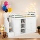 preview thumbnail 20 of 34, Stylish & Simple Functional Loft Bed with 3 Shelves, 2 Wardrobes and 2 Drawers, Ladder with Storage, No Box Spring Needed, Gray