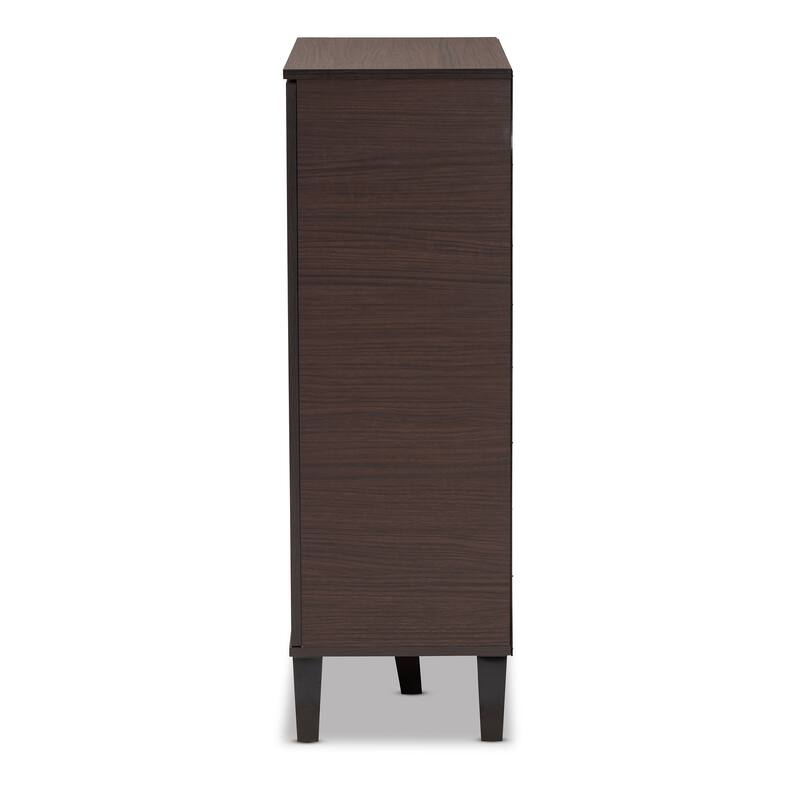 Idina Mid-Century Modern Two-Tone 1-Door Shoe Cabinet