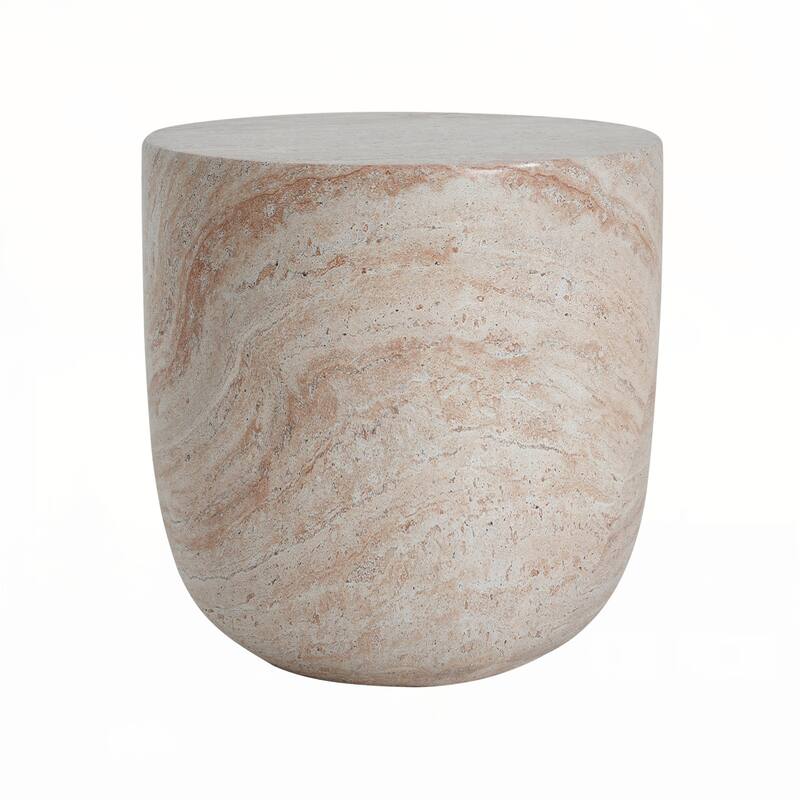 Outdoor/Indoor Lightweight Concrete Side Table,Travertine Finish