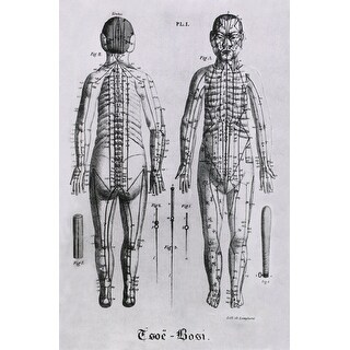 Front And Back Views Of A Human Figure With Numerous Acupuncture Points 