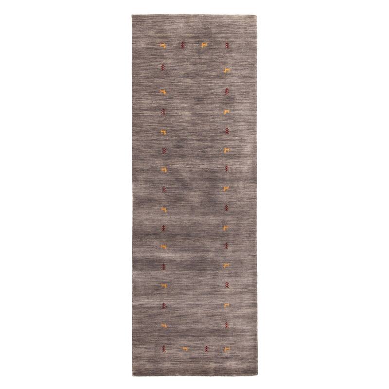 ECARPETGALLERY Hand Loomed Kashkuli Gabbeh Charcoal Wool Rug - 2'6 x 7'6