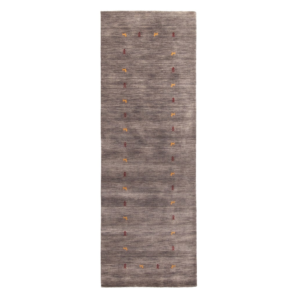 ECARPETGALLERY Hand Loomed Kashkuli Gabbeh Charcoal Wool Rug - 2'6 x 7'6