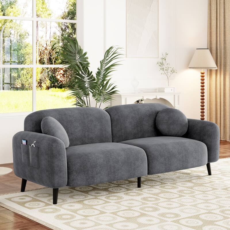 83.9" Chenille Sofa with Storage Pockets, 2-3 Seat Couch for Apartment or Living Room