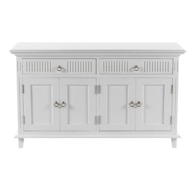 NovaSolo Skansen Nordic Design Classic White Buffet with 4 Doors | Solid Mahogany Frame | 57.09 x 19.69 x 33.46