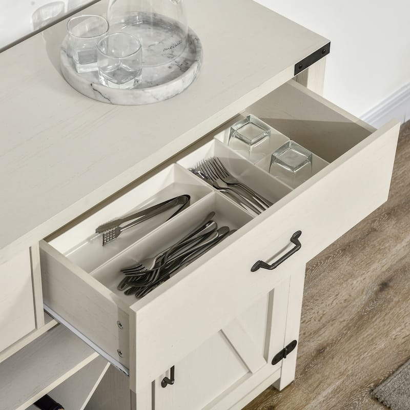 HomCom Wooden Farmhouse Sideboard Storage Buffet Cabinet