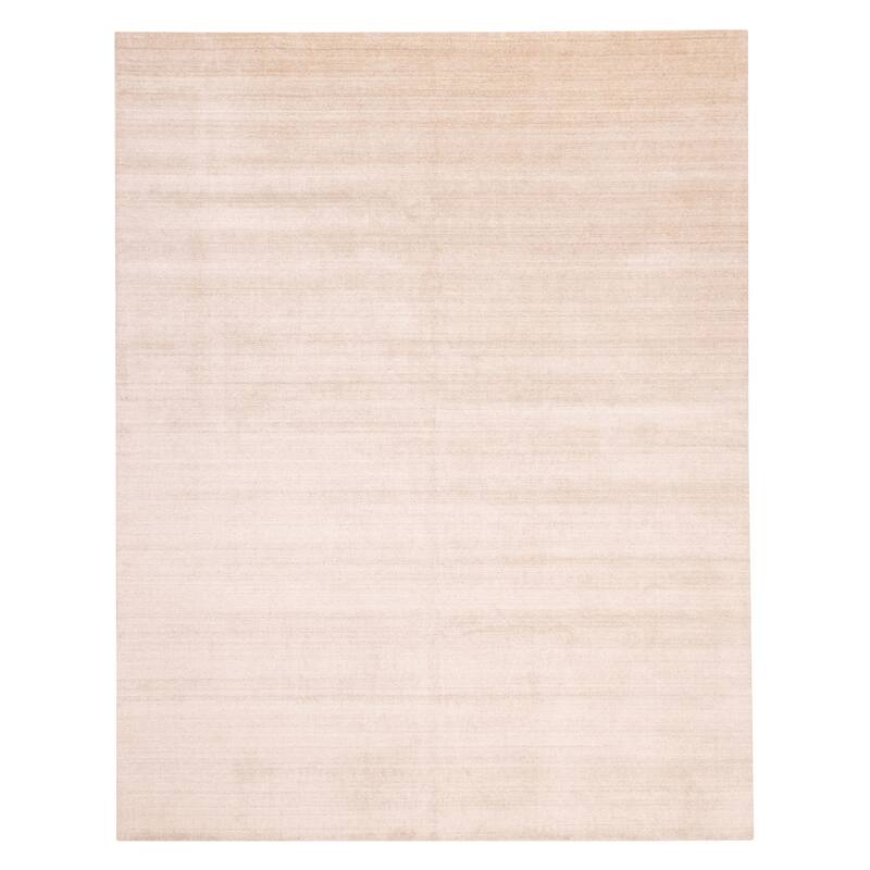 ECARPETGALLERY Hand Loomed Ananda Ivory Viscose, Wool Rug - 9'0 x 12'0