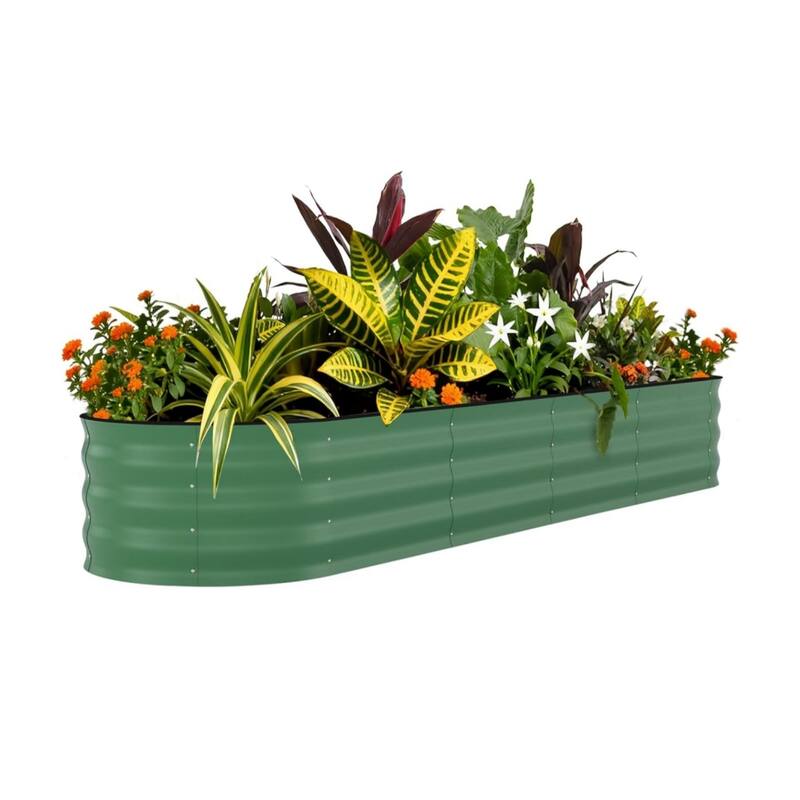 8x4x2FT Galvanized Steel Raised Garden Bed Kit With Anti-cut Strips for Vegetables Herbs and Flowers Green - 240*60*45cm