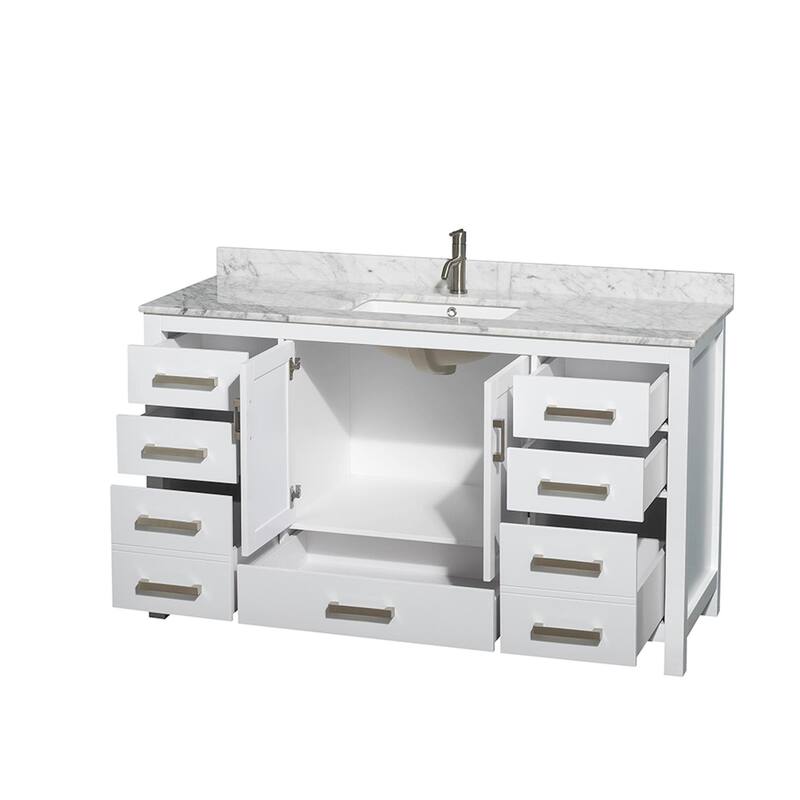 Wyndham Collection Sheffield 60" Freestanding Vanity Set with Hardwood