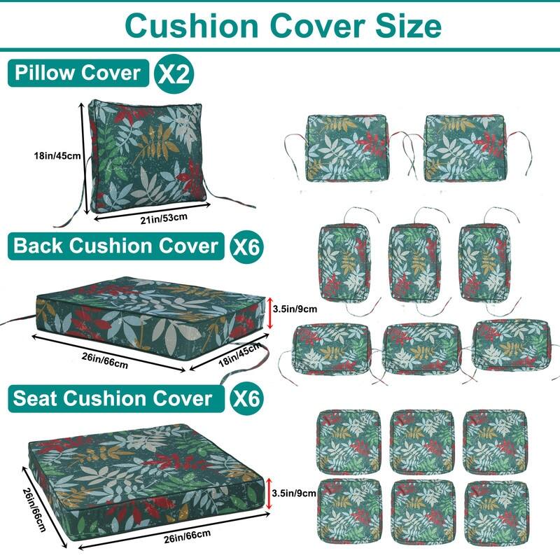 Outdoor Patio Cushion Covers Replacement, Waterproof Furniture Cushion Slipcovers, for Wicker Rattan Sectional Couch Chair