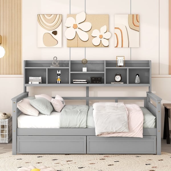 slide 2 of 36, Full Daybed with Drawers & Shelf - Elegant Multi-Functional Style