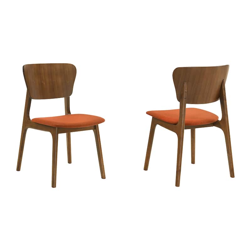 Kalia Mid-Century Modern Upholstered Wood Dining Chairs - Set of 2